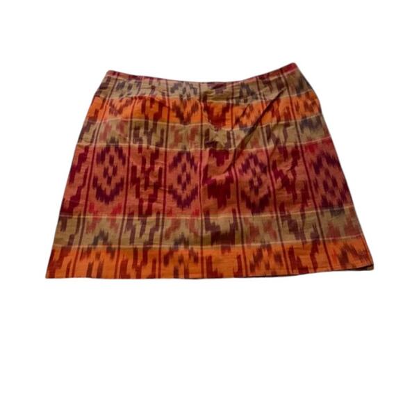 Lauren Ralph Lauren True Wrap Skirt Above  Knee Geo Motif Ruffle Ikat  NEW 14 - Picture 4 of 11